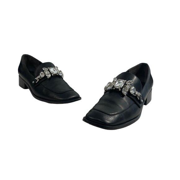 Marc Jacob’s Black Leather Gem Rhinestone Strap Dress Shoes Sz 41 (9.5 US) - Picture 1 of 10